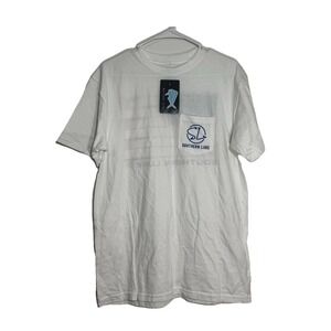 Southern Lure NWT Fishing T-Shirt Medium White Fly Rod American Flag Pocket Tee